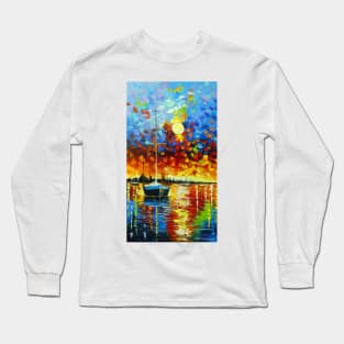 Bay Harmony: Sunset and Sailboats Long Sleeve T-Shirt